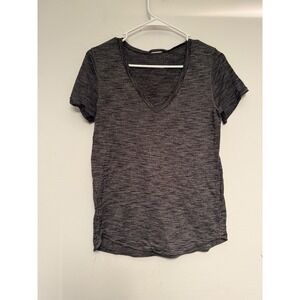 Lululemon Womens V-Neck Short Sleeve Athletic Tee Charcoal Gray Size 4